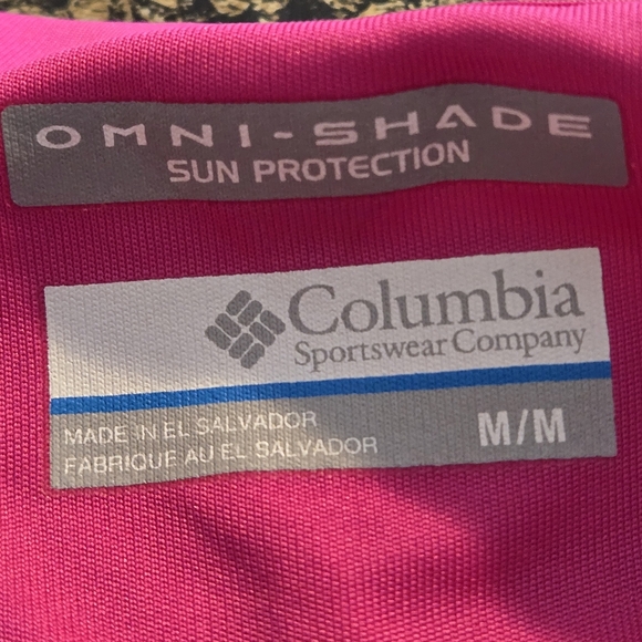 Columbia PFG Omni-Shade Women's M Pink and White Raglan Sleeve Sportswear Top - Picture 11 of 12